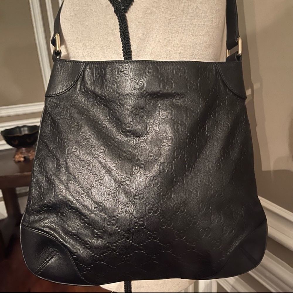Gucci Black Embossed Shoulder Bag